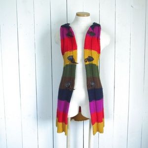 Forever 21 Hooded Sweater Coat Rainbow Festival L